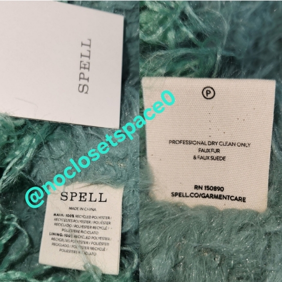 New Spell Designs Joplin Jacket Teal Penny Lane Trench Coat Faux Fur S Emerald - Picture 16 of 17